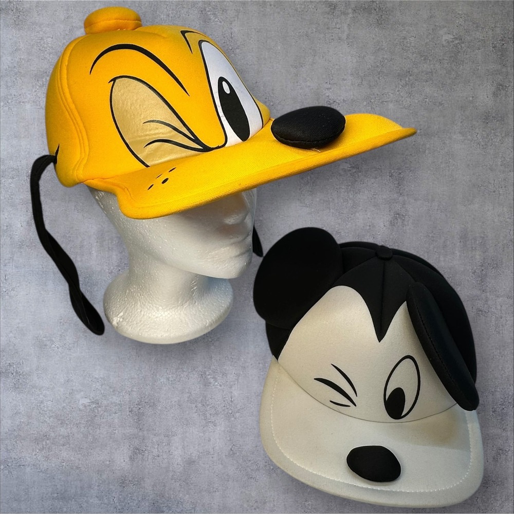 Disney‎ Character Foam Hat Lot Mickey Mouse Pluto Euro Disney One Size